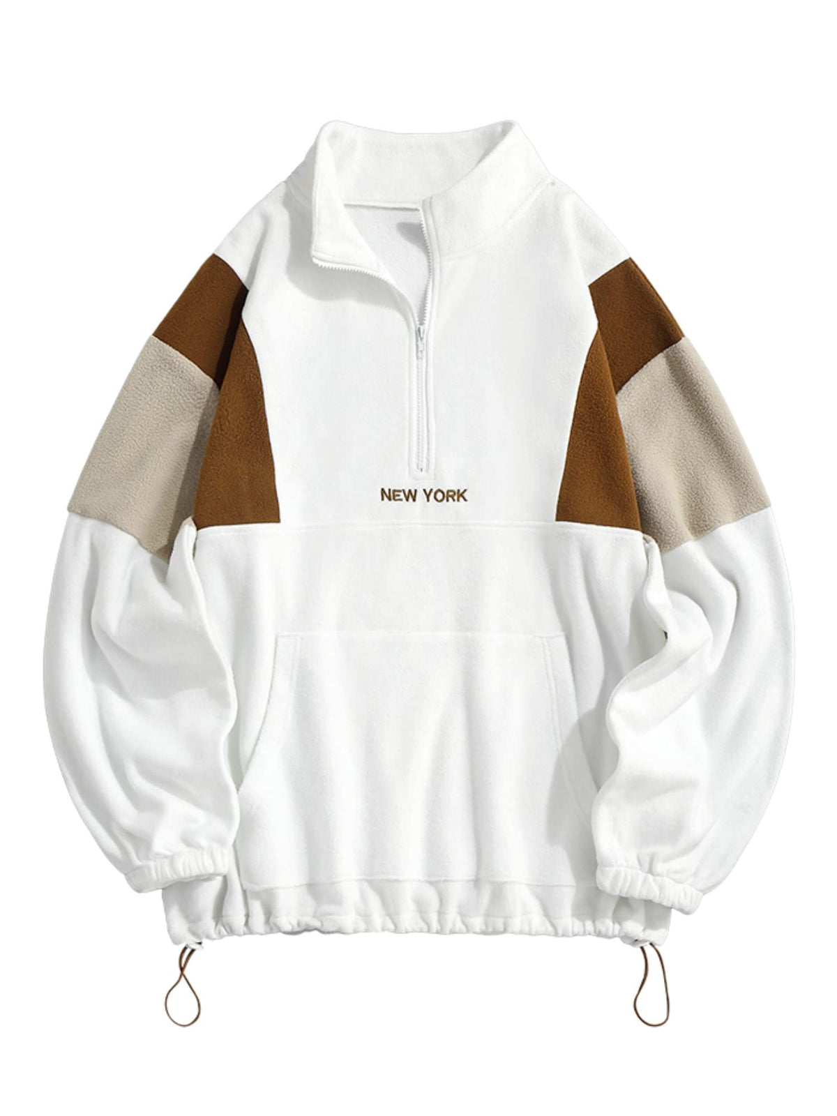 ZAFUL Men's Polar Fleece Sweatshirt NY Embroidery Half Zip Fleece Jacket