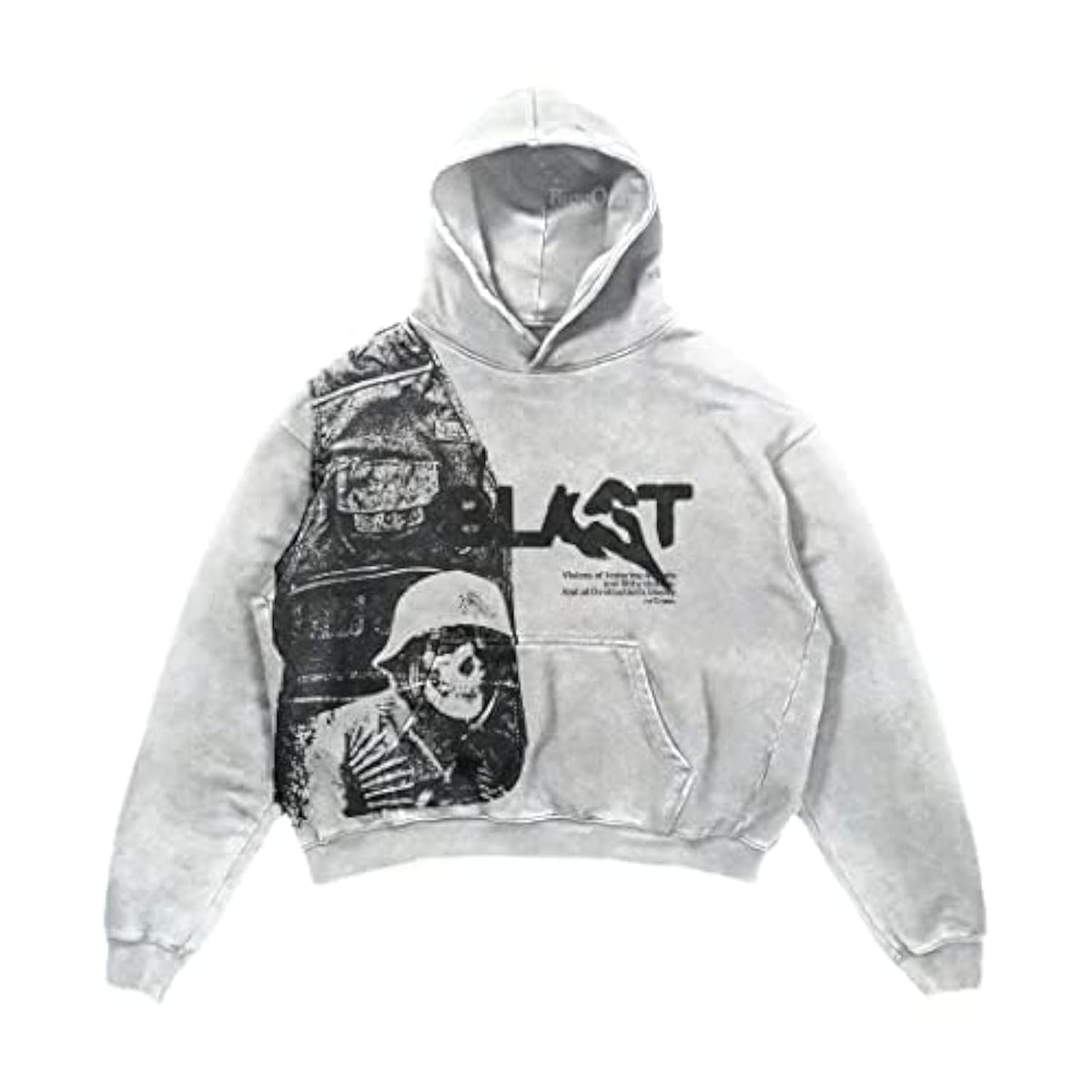 Obenie Retro Y2K Hoodie Gothic Casual Alphabet Blast Print Pattern Skull Fashion Hoodie Men Harajuku Men Clothing