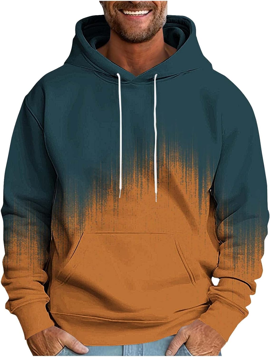 Hoodies for Men Ombre Gradient Graphic Hooded Sweatshirt