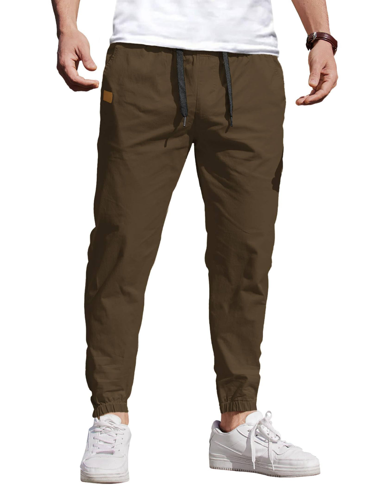 COOFANDY Mens Casual Joggers Cotton Elastic Drawstring Chino Cargo Pants