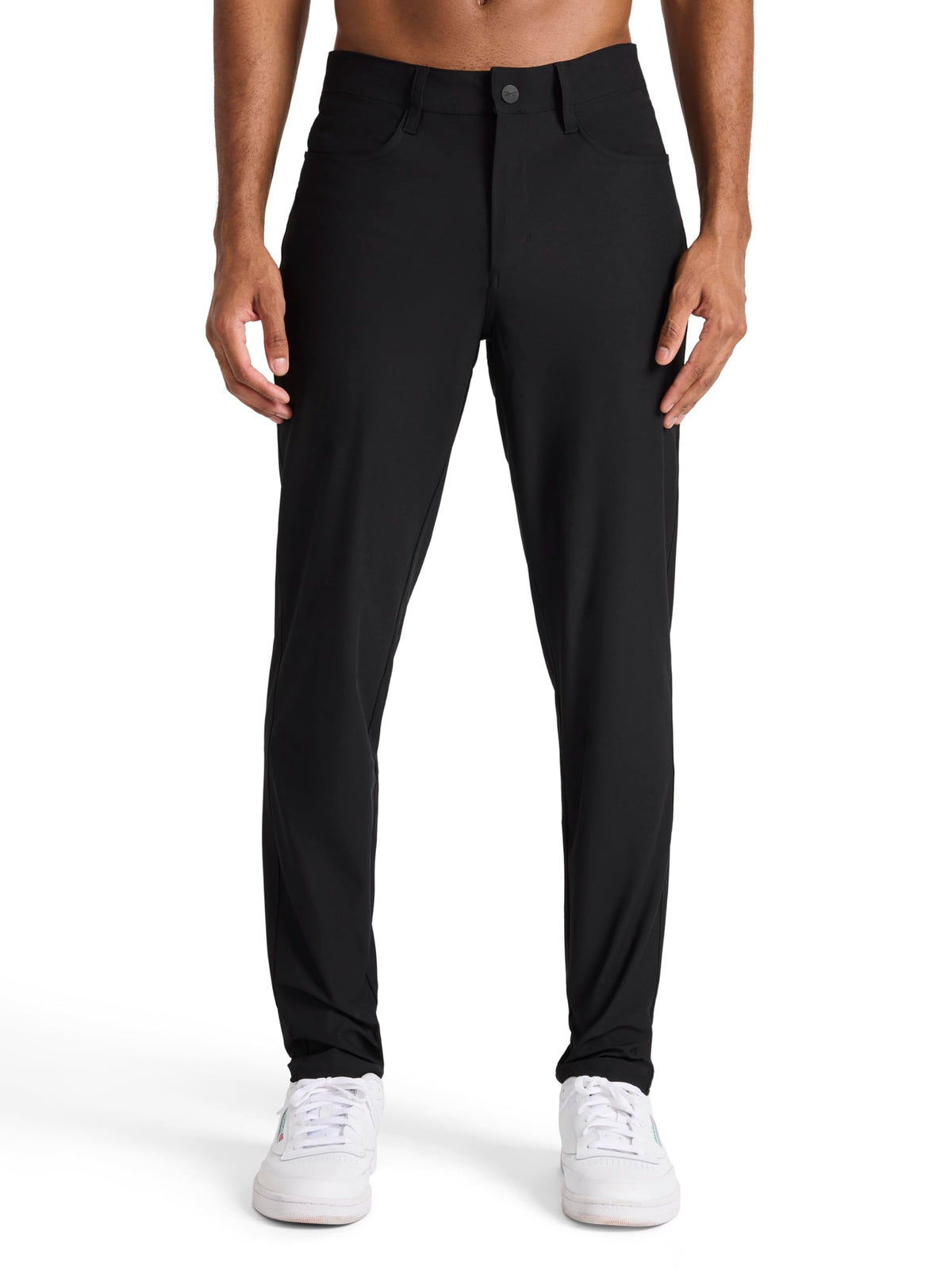 Reebok Men's 5-Pocket Voyager Oblong Pant, Tapered Slim Fit, Lightweight Poly Double-Knit Fabric