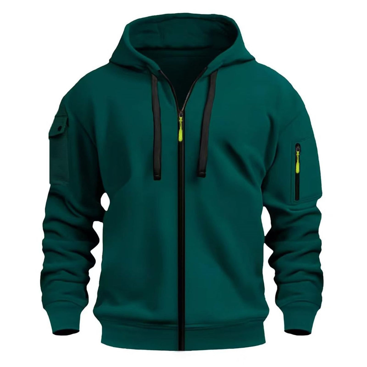 Zip Up Hoodie Men Cargo Tactical Hooded Sweatshirts Jacket With Pockets