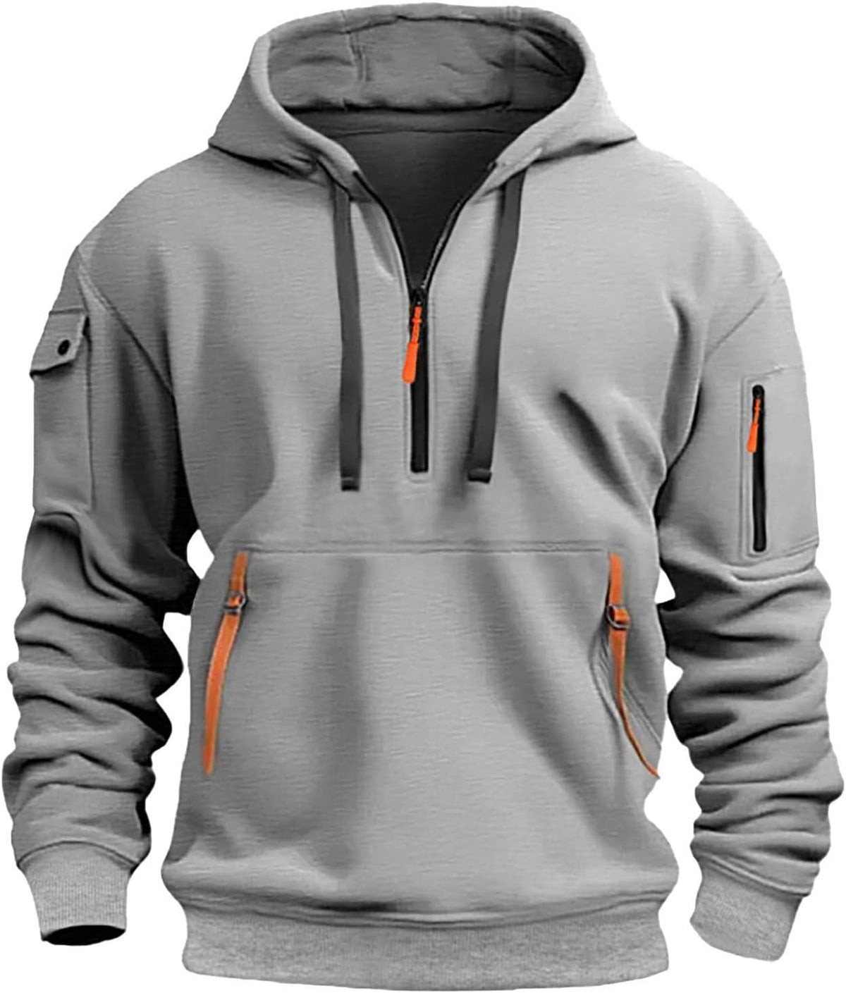 2026 Hoodies for Men 1/4 Zip Up Long Sleeve Plus Size Pullover Sweatshirt Fall Winter Vintage Clothes with Pockets