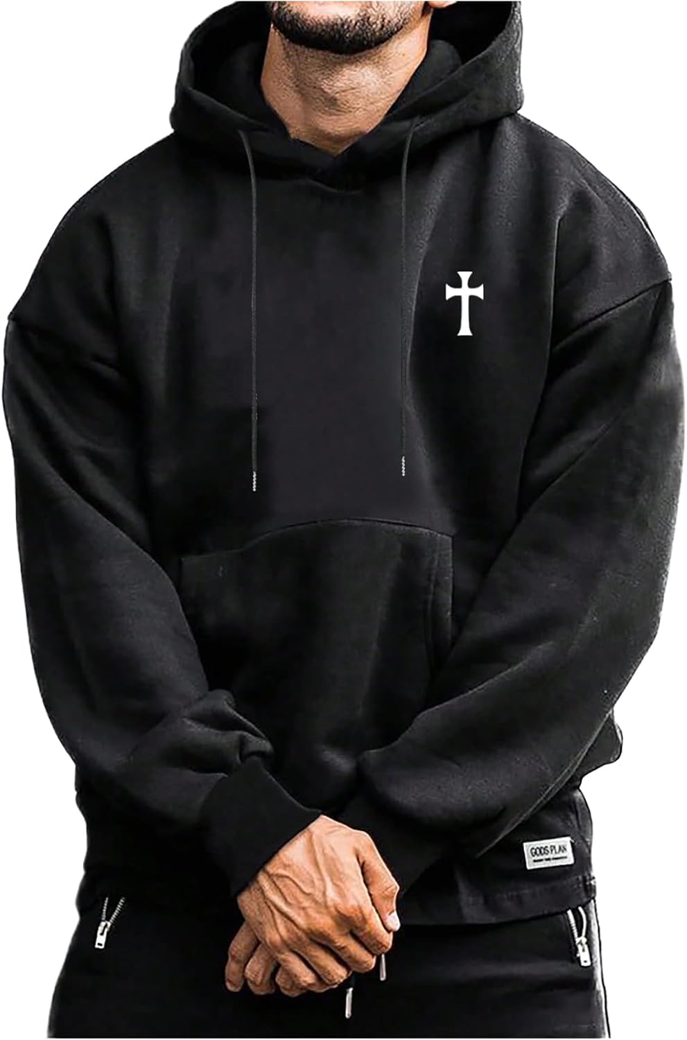 SOLY HUX Men's Graphic Print Hoodies Drawstring Drop Shoulder Sweatshirt