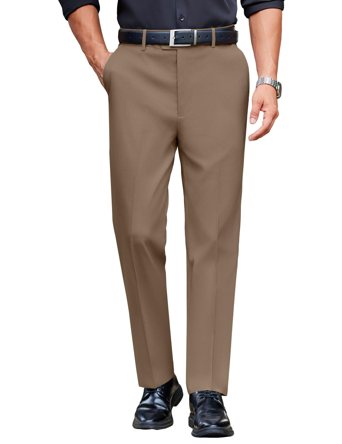 COOFANDY Men Dress Pants Slim Fit Expandable Waist Suit Pant Casual Slacks
