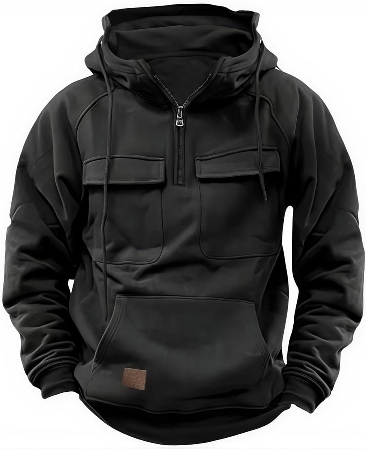 Cargo Hoodies for Men Tactical Sweatshirt Quarter Zip Cargo Pullover Hoodies Workout Gym Men Fashion Outdoor Hoodie