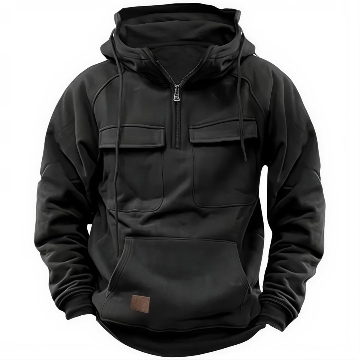 Cargo Hoodies for Men Tactical Sweatshirt Quarter Zip Cargo Pullover Hoodies Workout Gym Men Fashion Outdoor Hoodie