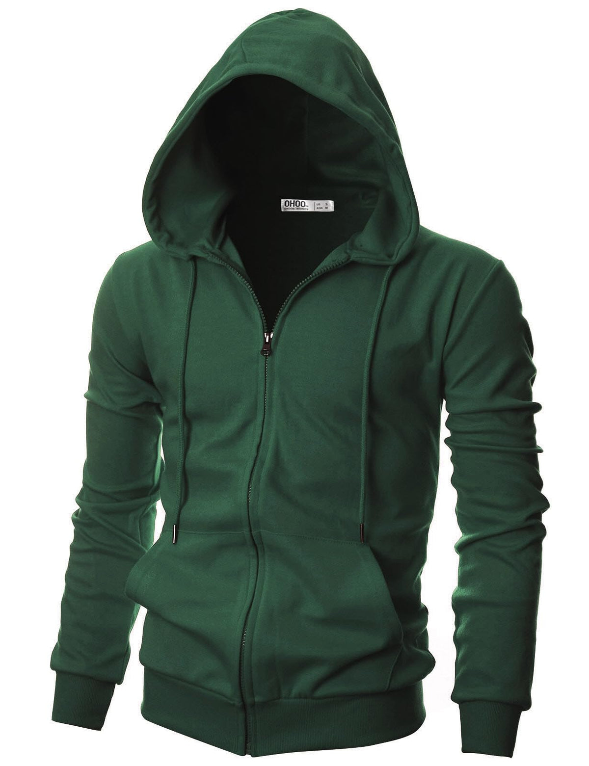 Ohoo Men's Zip Up Hoodie Lightweight Slim Fit Hooded Jacket