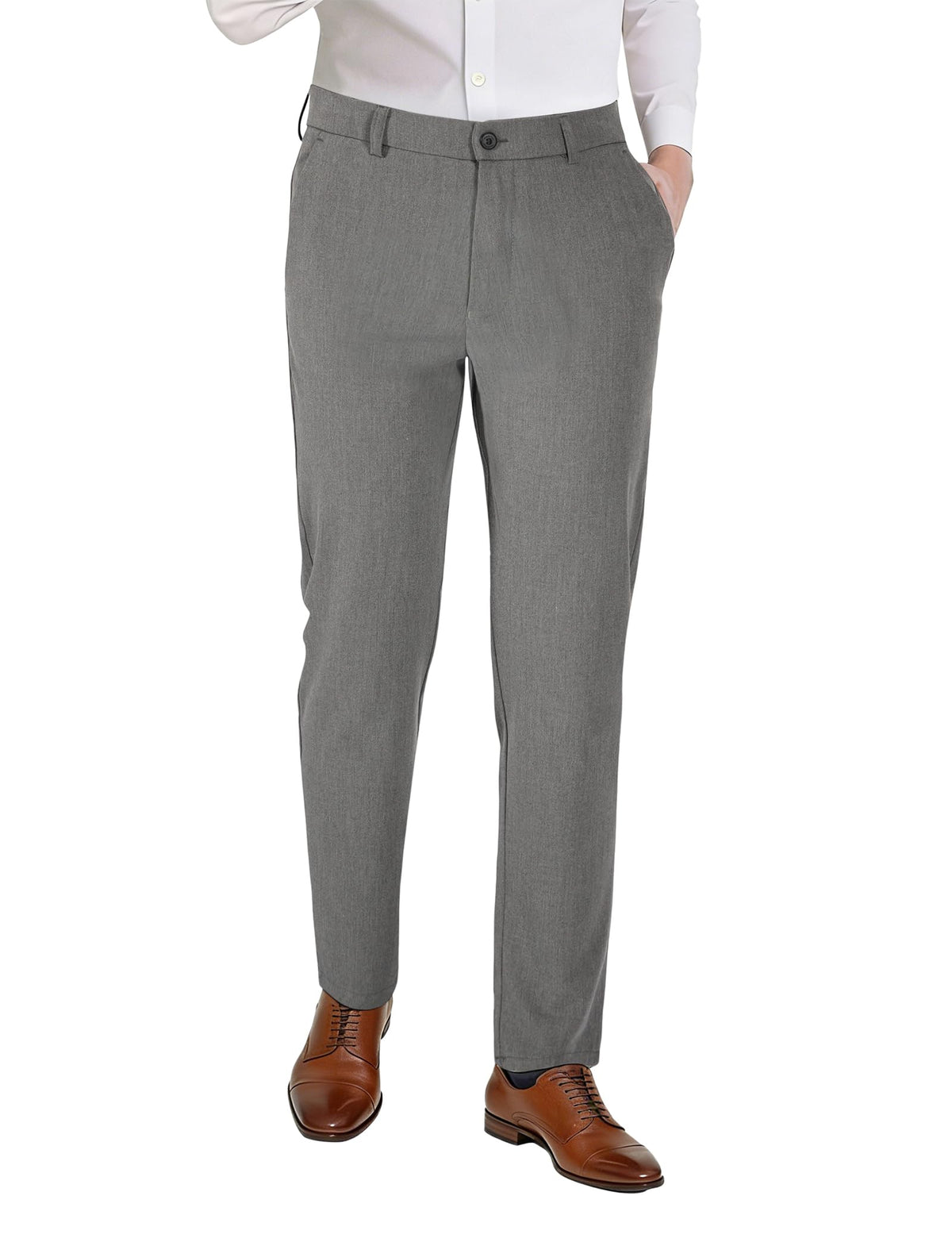 Plaid&Plain Men’s Slim Fit Dress Pants Stretch Dress Pants
