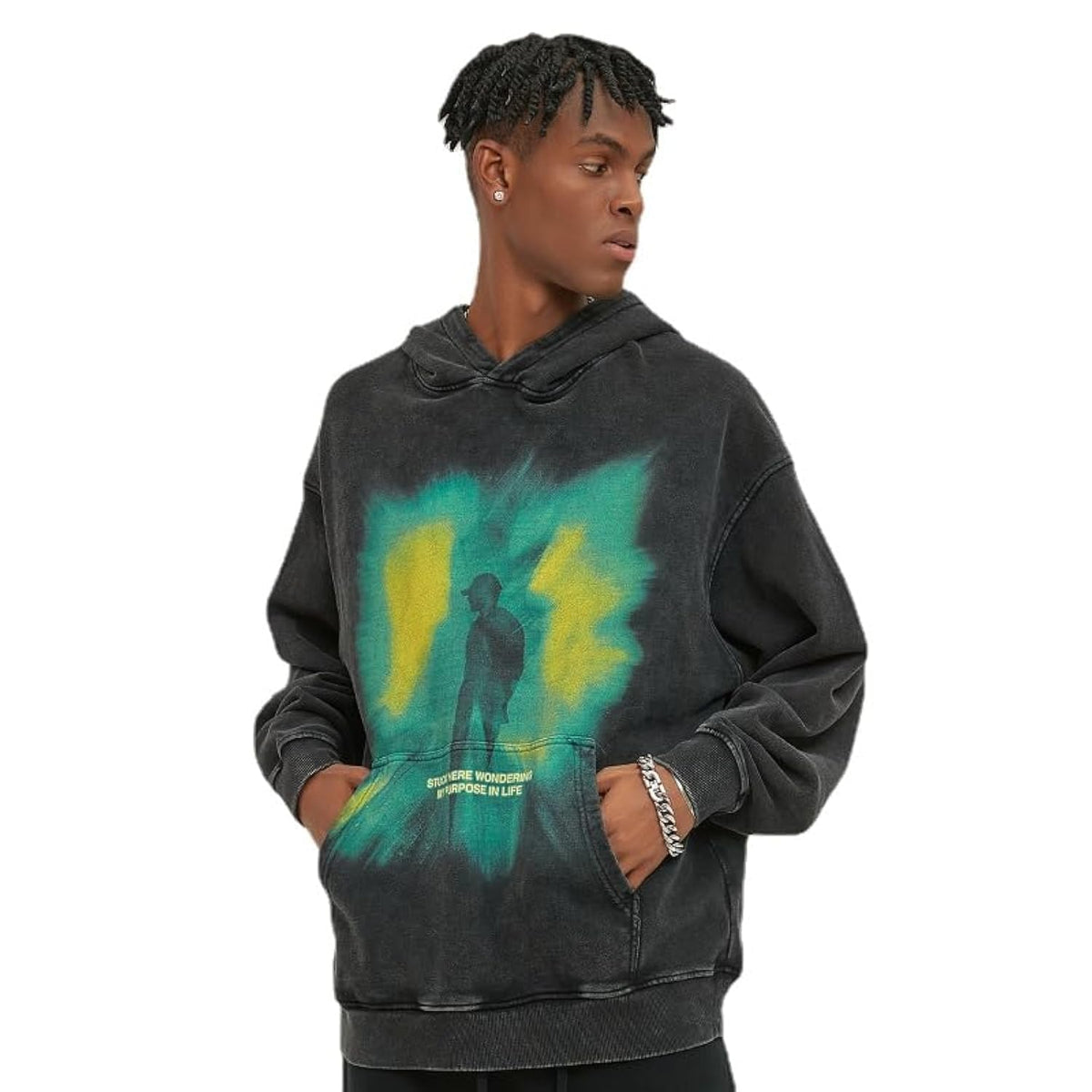 Obenie Retro Y2K Hoodie Gothic Casual Alphabet Blast Print Pattern Skull Fashion Hoodie Men Harajuku Men Clothing
