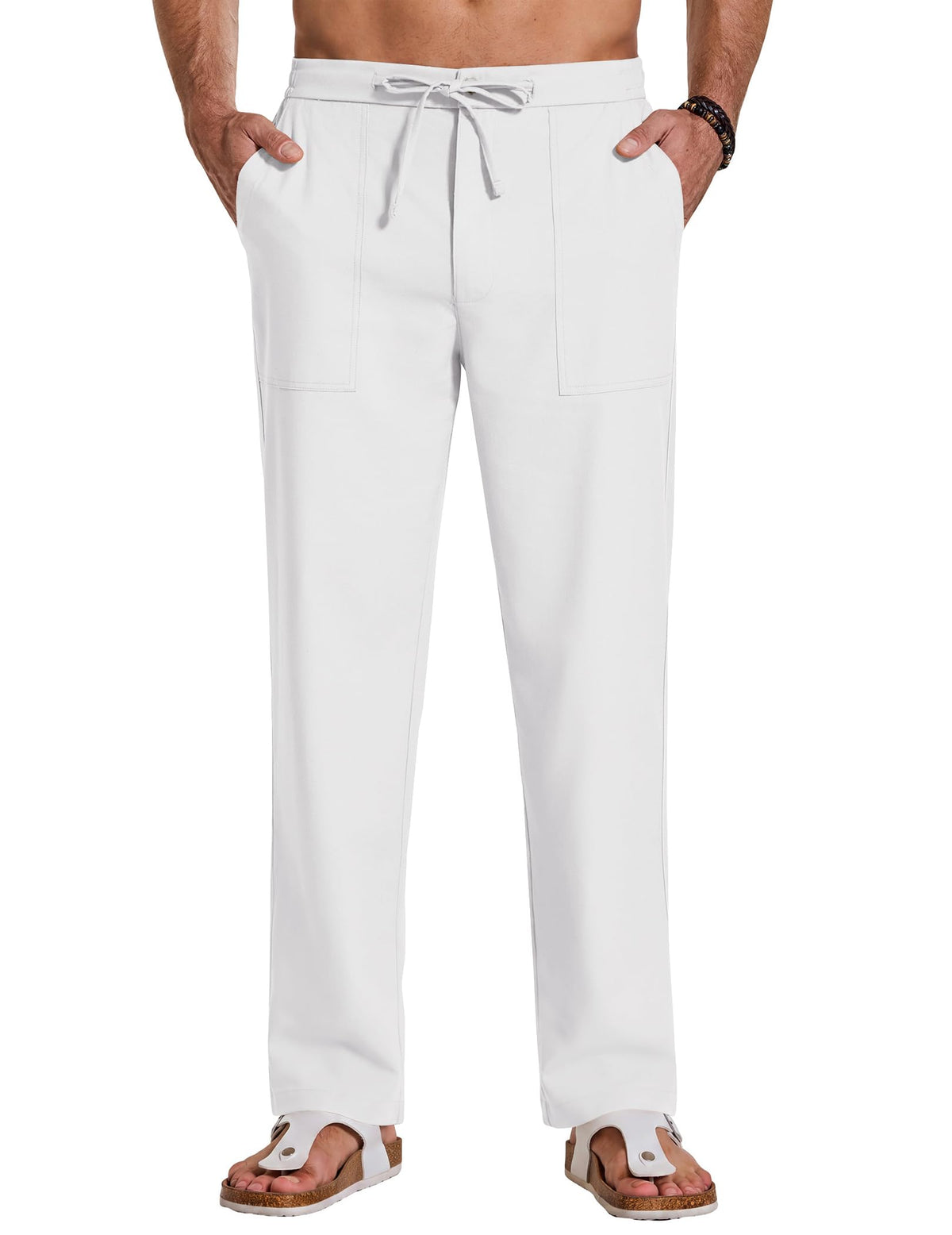 COOFANDY Mens Casual Cotton Linen Pants Lightweight Beach Dress Pant