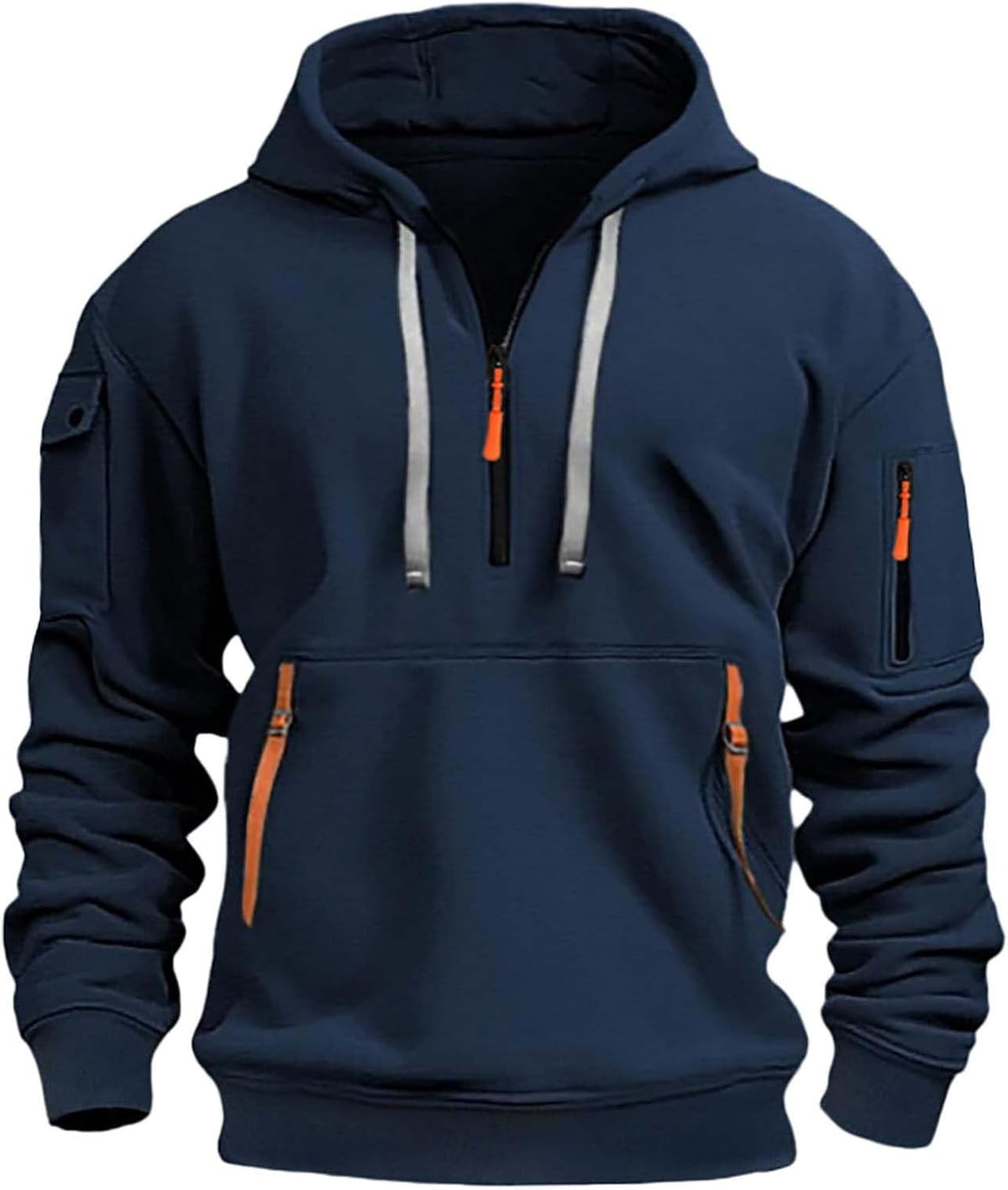 2026 Hoodies for Men 1/4 Zip Up Long Sleeve Plus Size Pullover Sweatshirt Fall Winter Vintage Clothes with Pockets