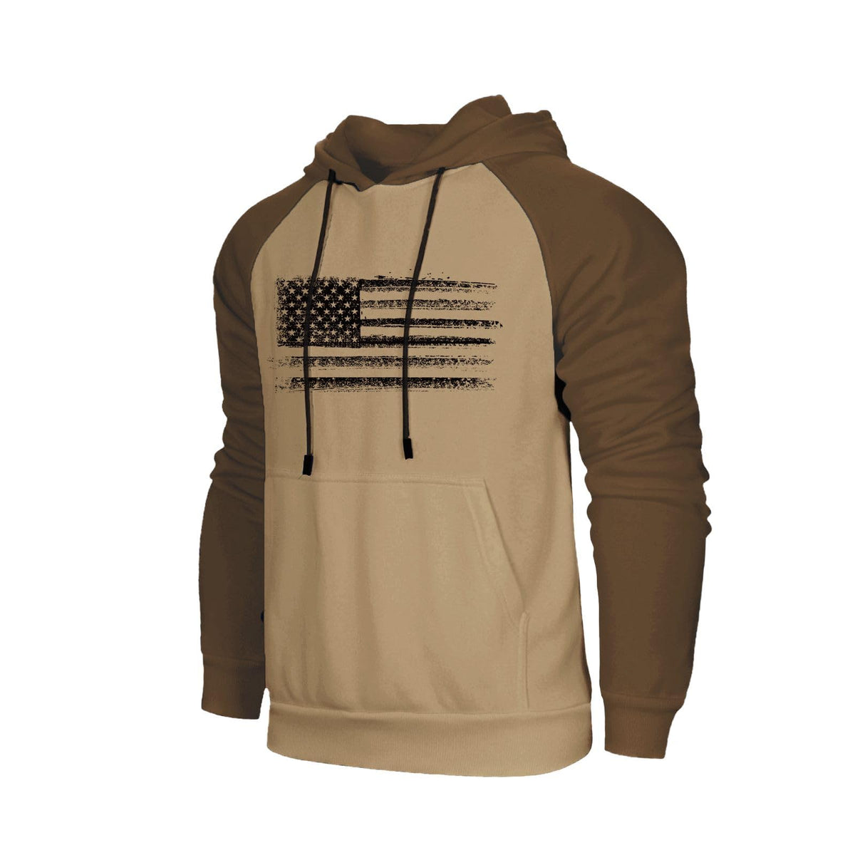 H HYFOL Men's Sweatshirt USA FLAG Patriotic Graphic Polyester Hoodies for Men Pocket Raglan Long Sleeve Sweatshirts