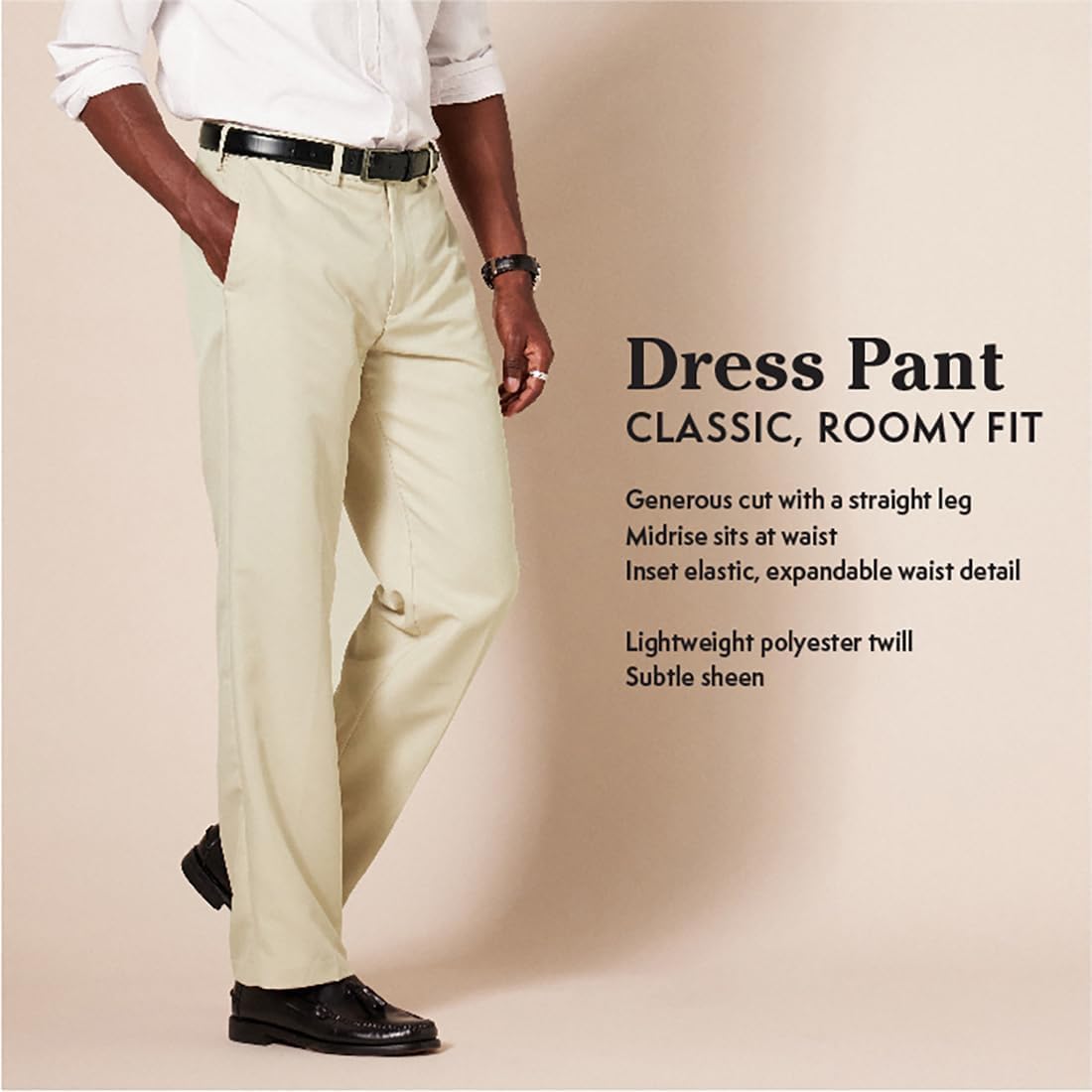 Amazon Essentials Men's Classic-Fit Expandable-Waist Flat-Front Dress Pants