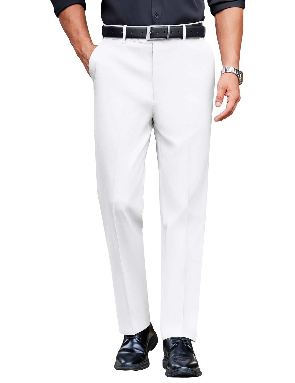 COOFANDY Men Dress Pants Slim Fit Expandable Waist Suit Pant Casual Slacks