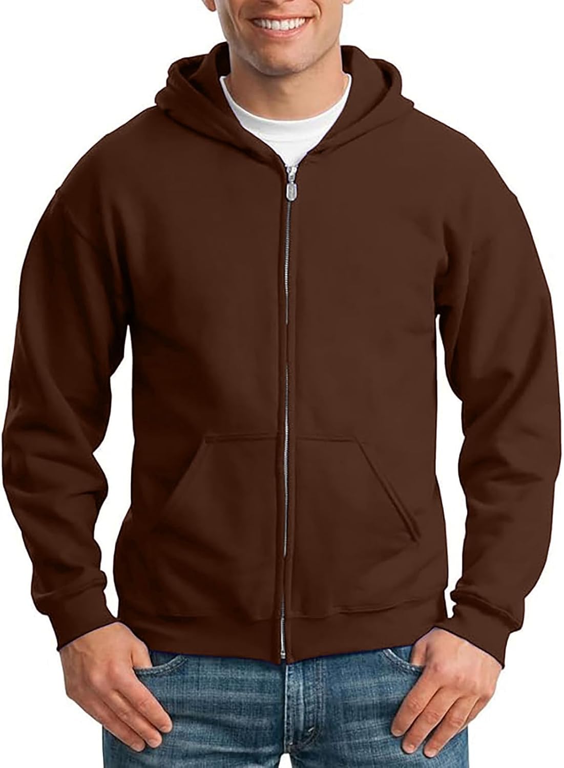 Zip Up Hoodie Men Fall Plain Hooded Sweatshirts Casual Jacket With Pockets
