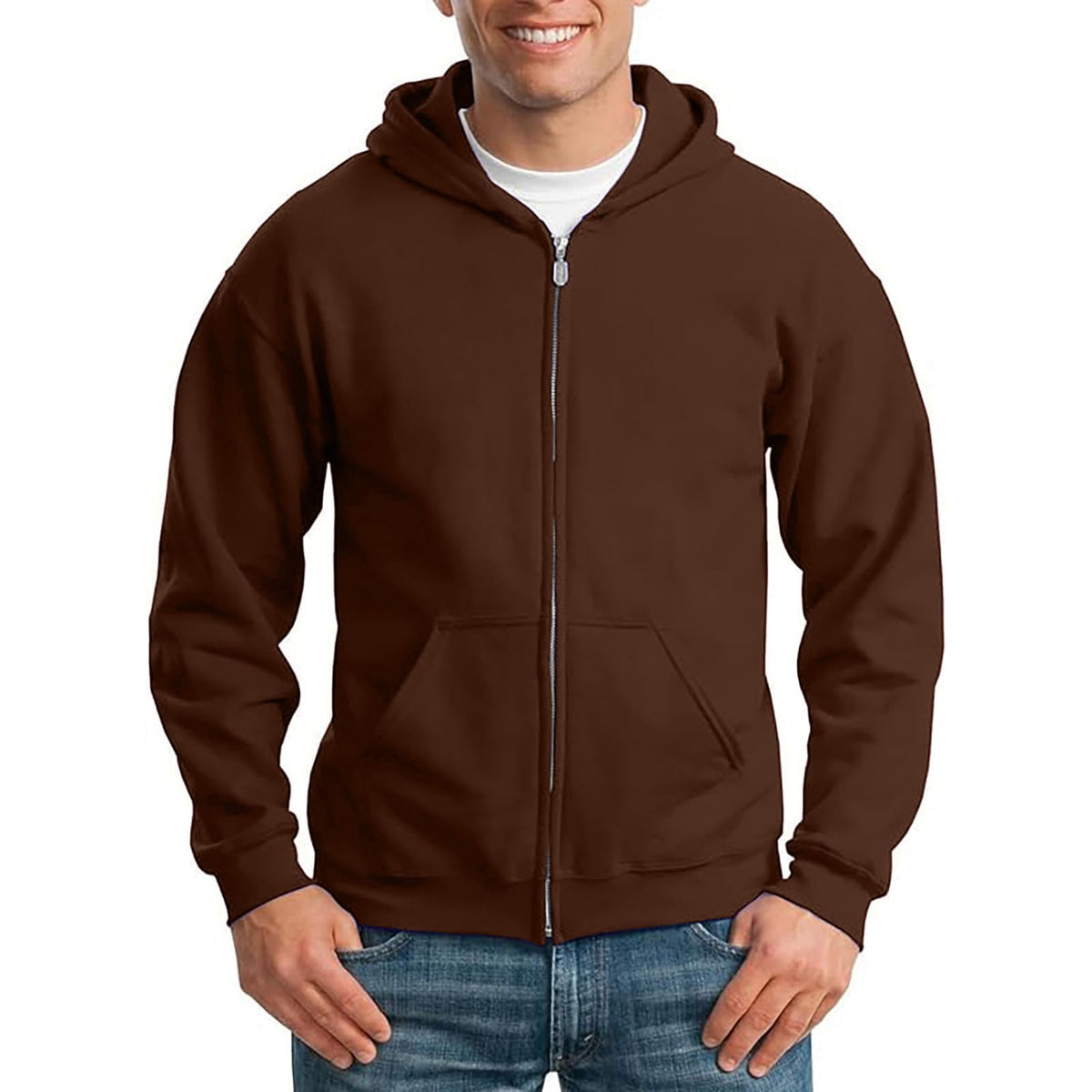 Zip Up Hoodie Men Fall Plain Hooded Sweatshirts Casual Jacket With Pockets