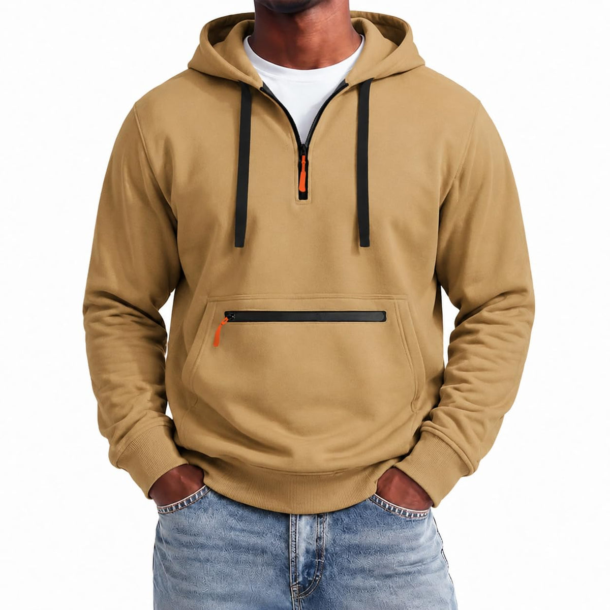 Tactical Hoodies for Men Comfy Quarter Zip Pullover with Multi Pockets