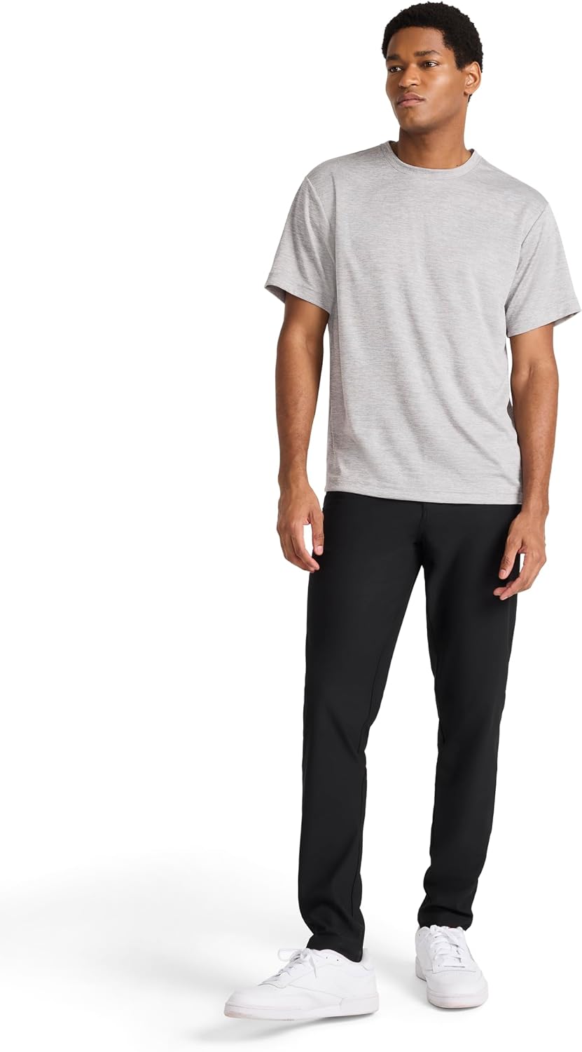 Reebok Men's 5-Pocket Voyager Oblong Pant, Tapered Slim Fit, Lightweight Poly Double-Knit Fabric