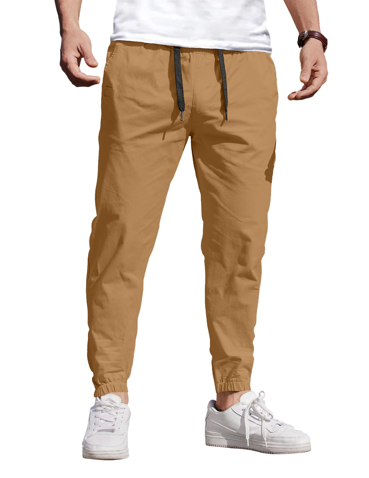 COOFANDY Mens Casual Joggers Cotton Elastic Drawstring Chino Cargo Pants