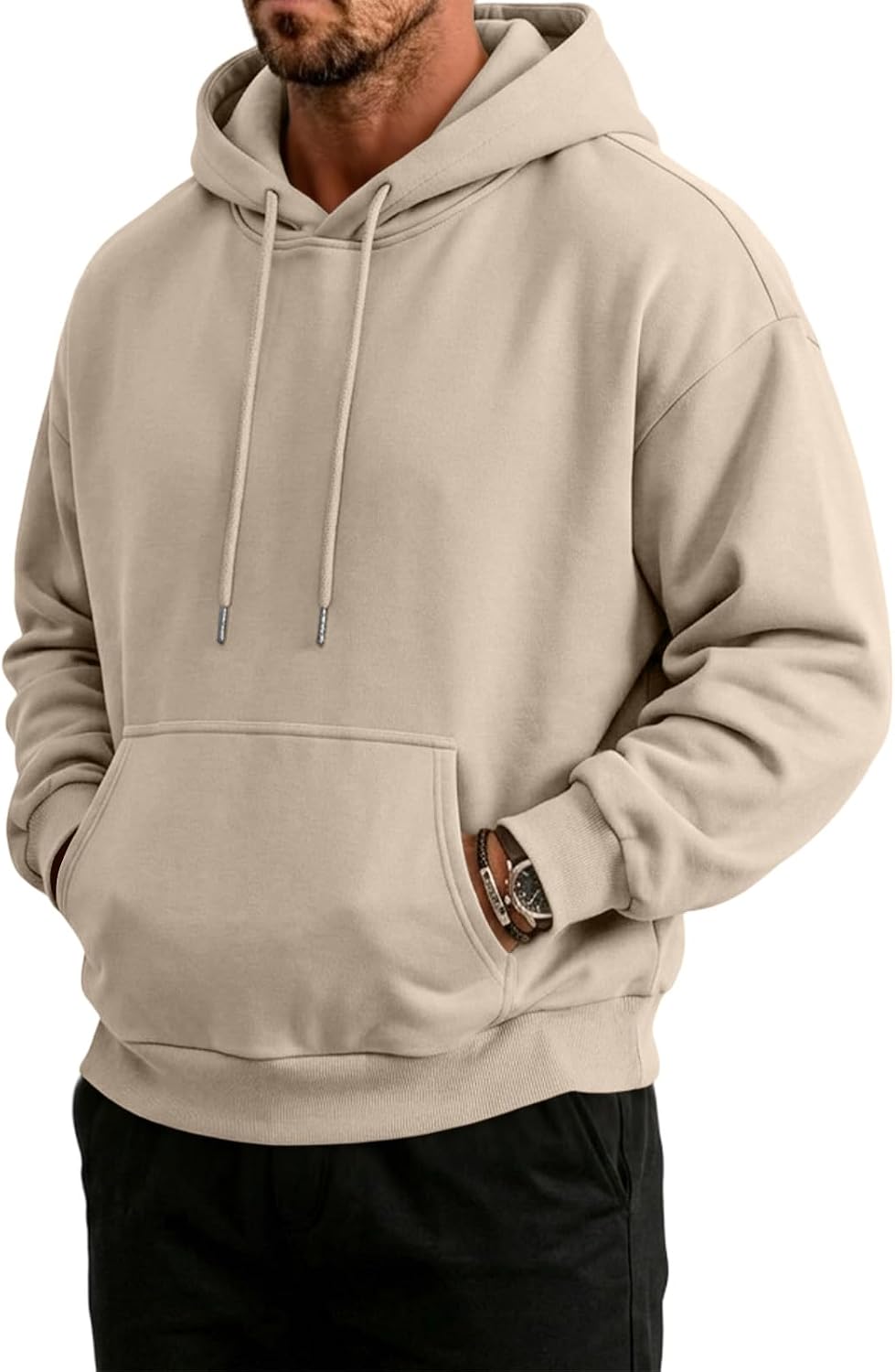 Mens Hoodie Big and Tall Streetwear Hoodies Fleece Hood Pullover Sweatshirt