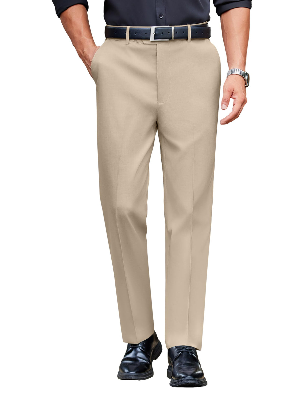 COOFANDY Men Dress Pants Slim Fit Expandable Waist Suit Pant Casual Slacks