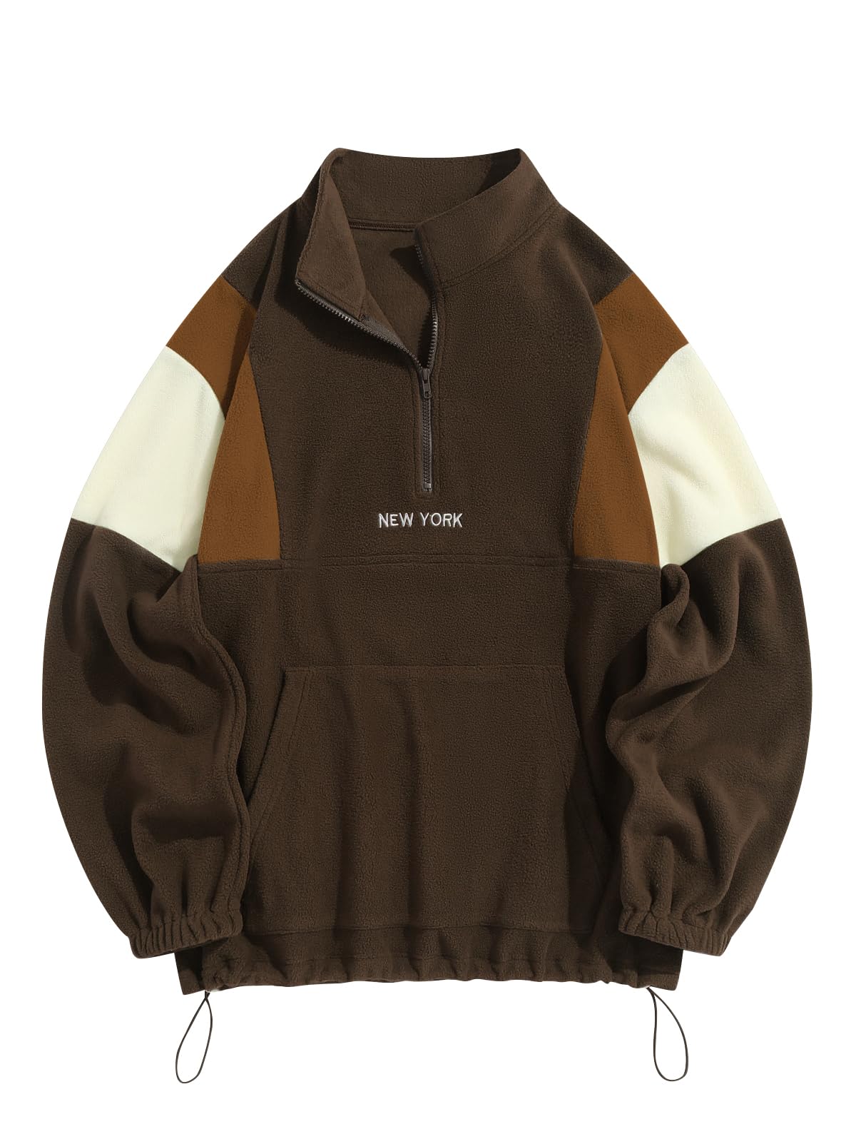 ZAFUL Men's Polar Fleece Sweatshirt NY Embroidery Half Zip Fleece Jacket