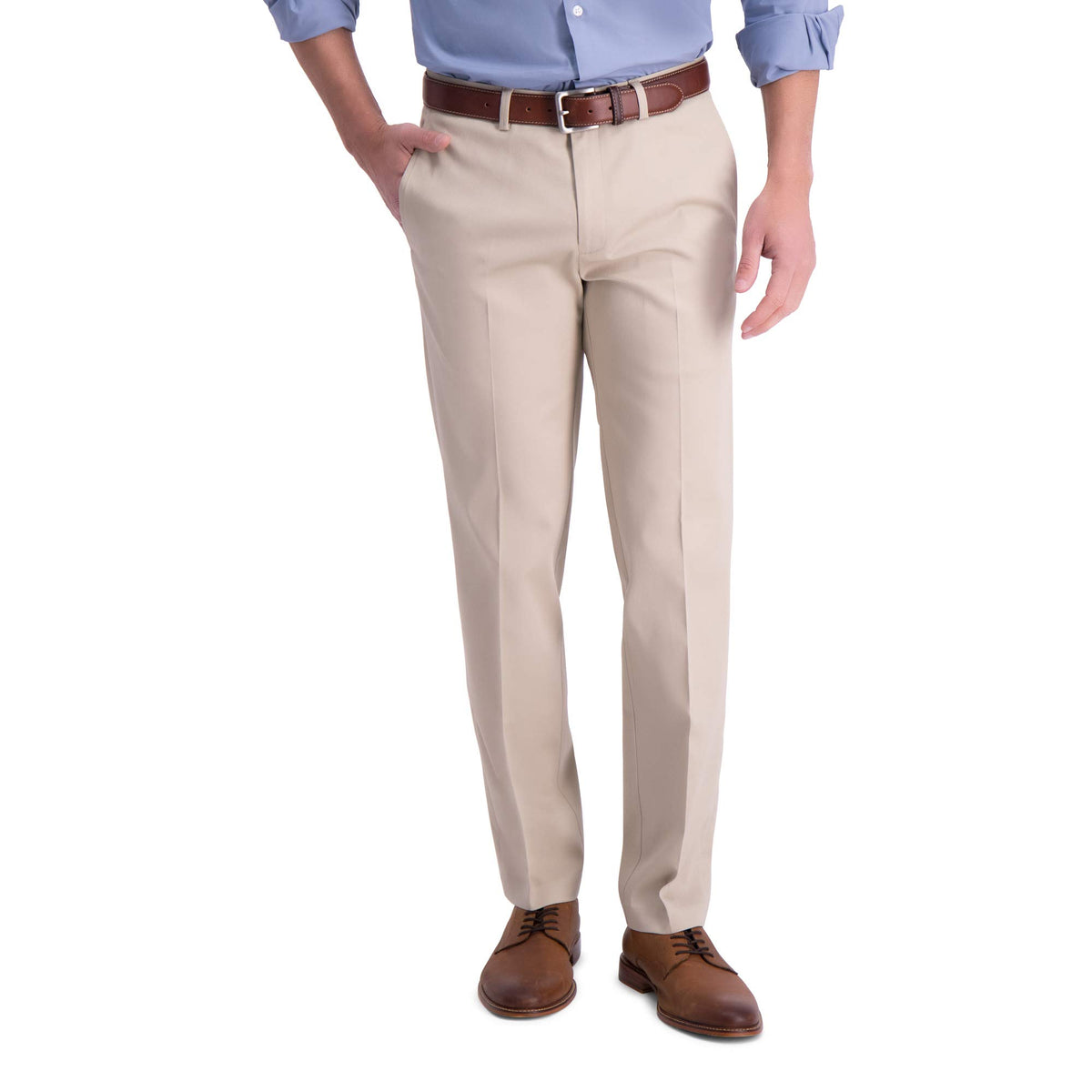 Haggar Men's Iron Free Premium Khaki Straight Fit Flat Front Pants