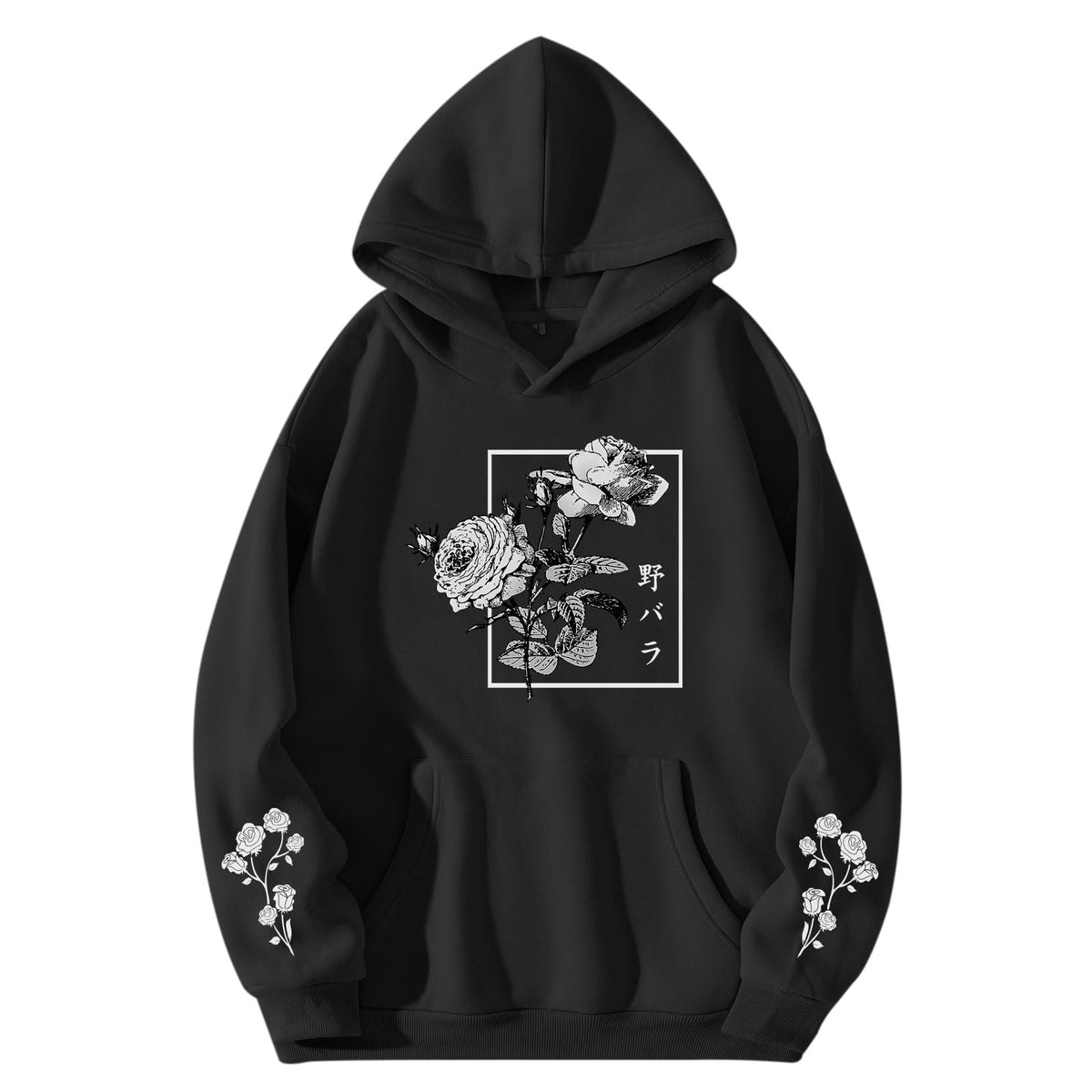 Sulayesh Rose Floral Graphic Hoodie for Men Aesthetic Japanese Cool Hoodies Oversized Trendy Streetwear Pullover Sweatshirt