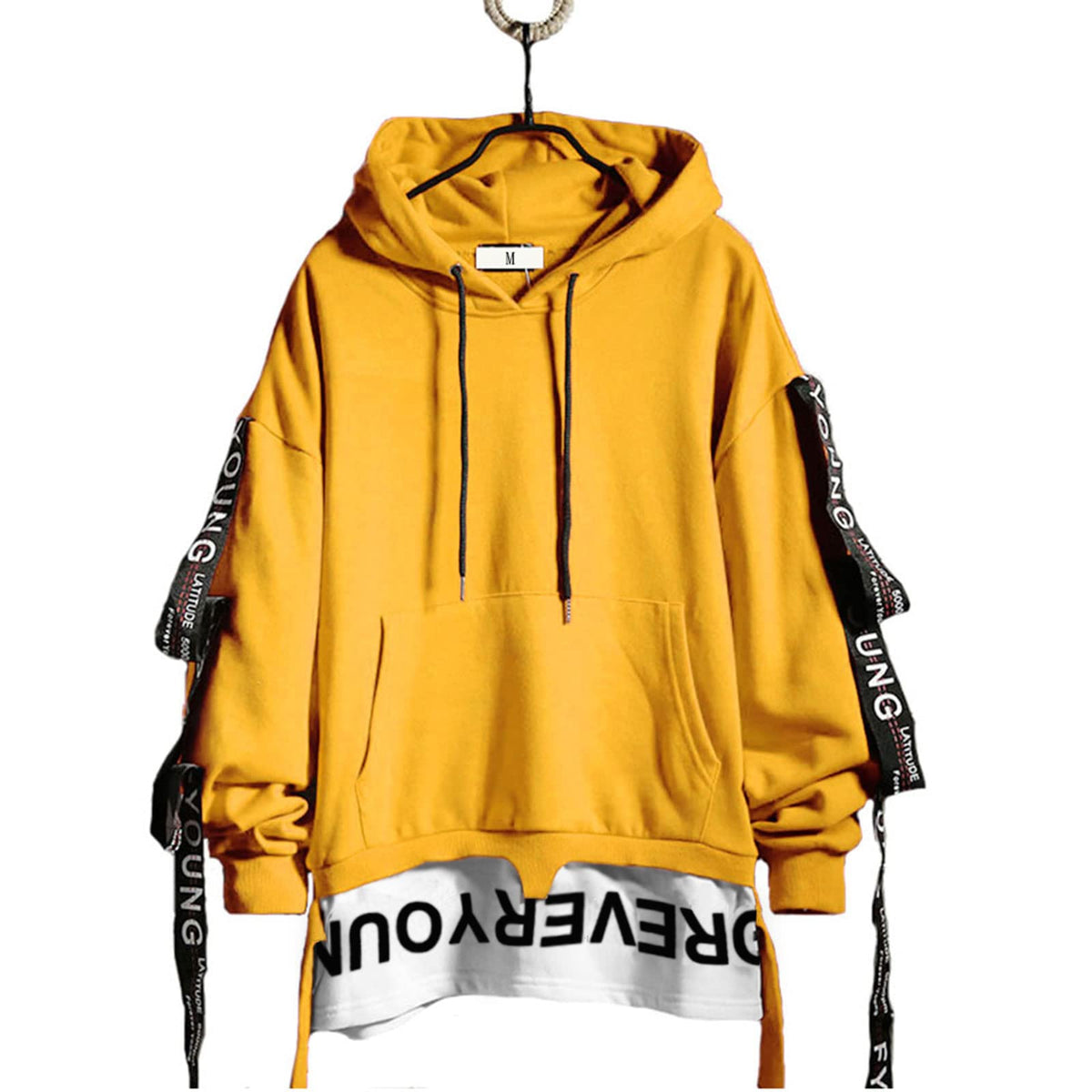 DUDHUH Mens Hoodie Fashion Pullover Letter Print Tracksuit Techwear Casual Coat Hip-Hop Sweatshirt