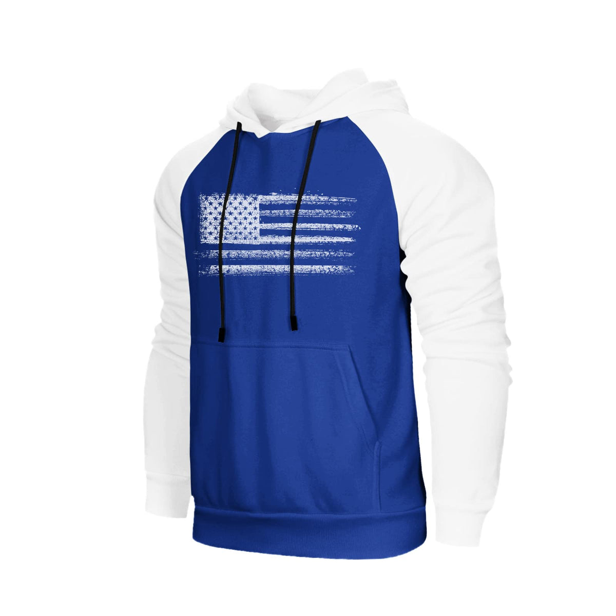 H HYFOL Men's Sweatshirt USA FLAG Patriotic Graphic Polyester Hoodies for Men Pocket Raglan Long Sleeve Sweatshirts