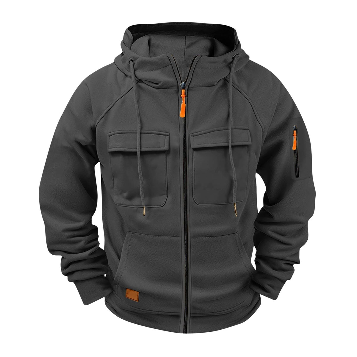 Tactical Hoodies for Men Full Zip Up Fleece Lined Cargo Sweatshirts