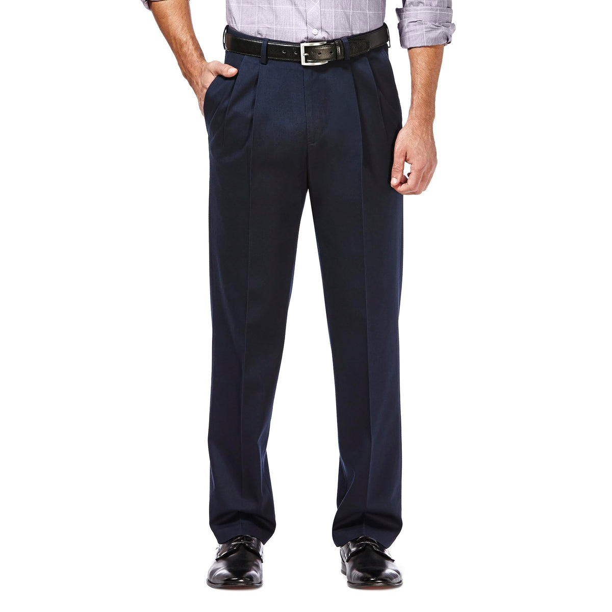 Haggar Men's Classic Fit Premium No Iron Khaki Pleated Pant