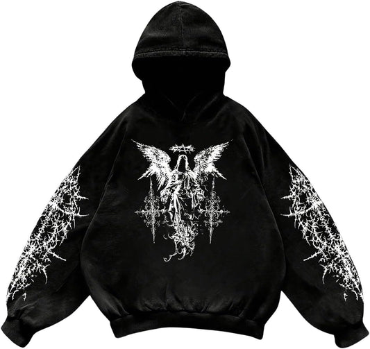 Verdusa Men's Y2k Gothic Graphic Hoodie Sweatshirt