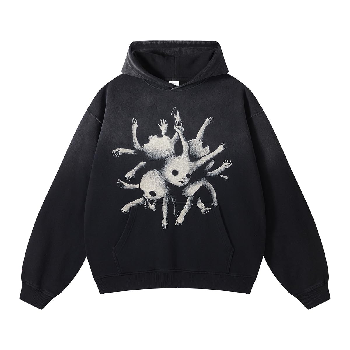 Obenie Retro Y2K Hoodie Gothic Casual Alphabet Blast Print Pattern Skull Fashion Hoodie Men Harajuku Men Clothing