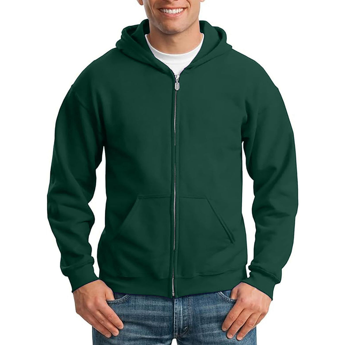 Zip Up Hoodie Men Fall Plain Hooded Sweatshirts Casual Jacket With Pockets