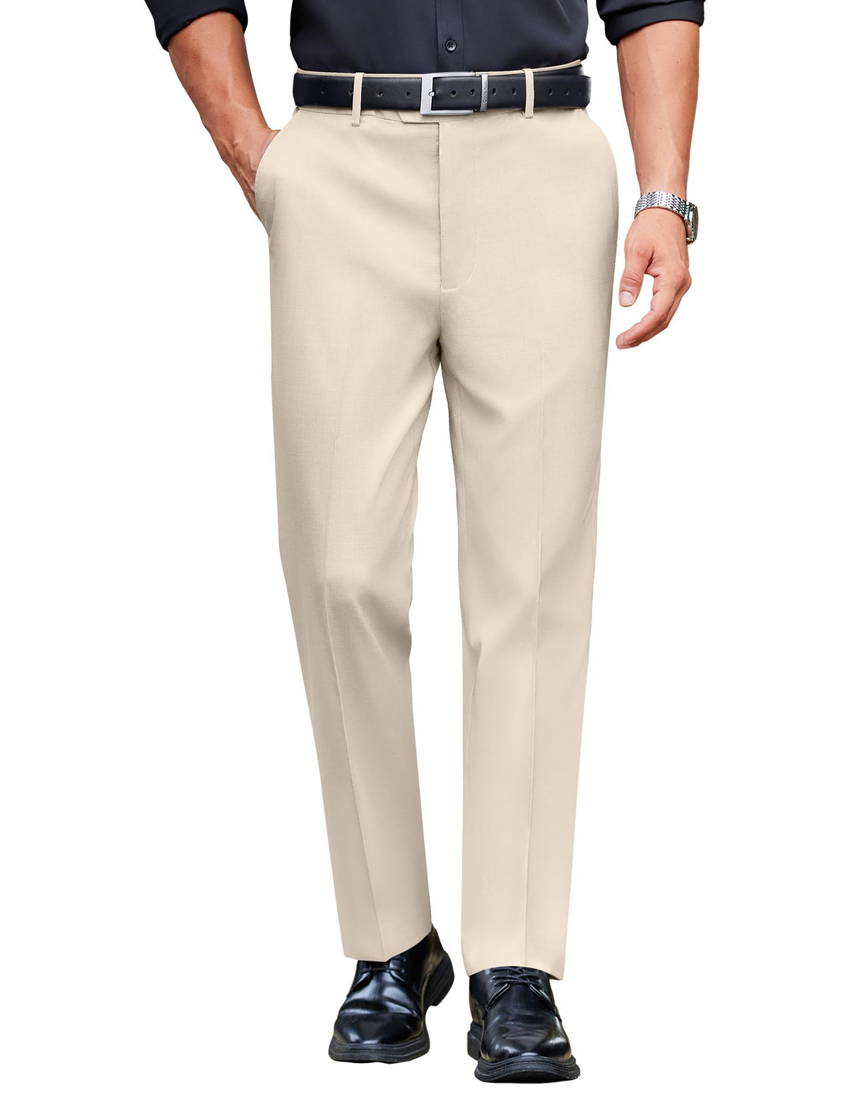 COOFANDY Men Dress Pants Slim Fit Expandable Waist Suit Pant Casual Slacks