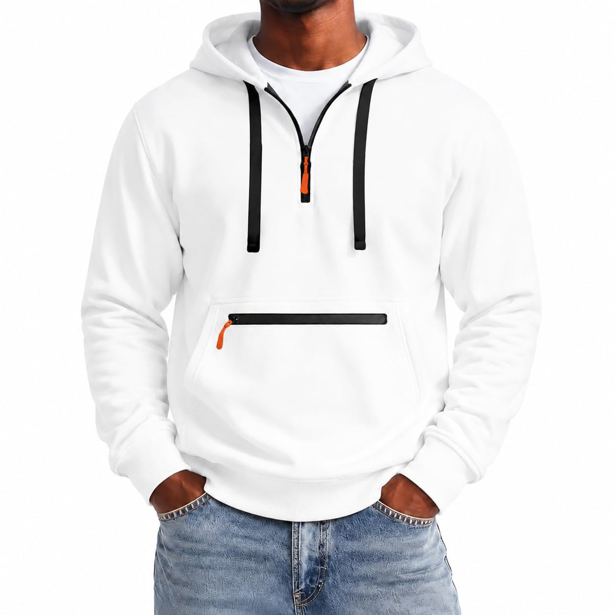 Tactical Hoodies for Men Comfy Quarter Zip Pullover with Multi Pockets