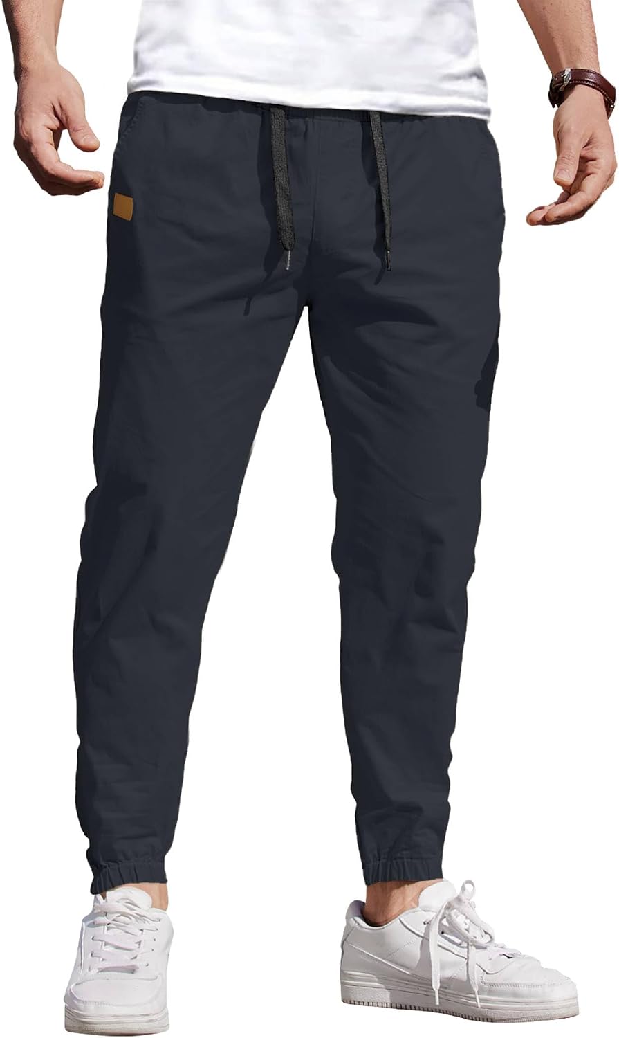 COOFANDY Mens Casual Joggers Cotton Elastic Drawstring Chino Cargo Pants