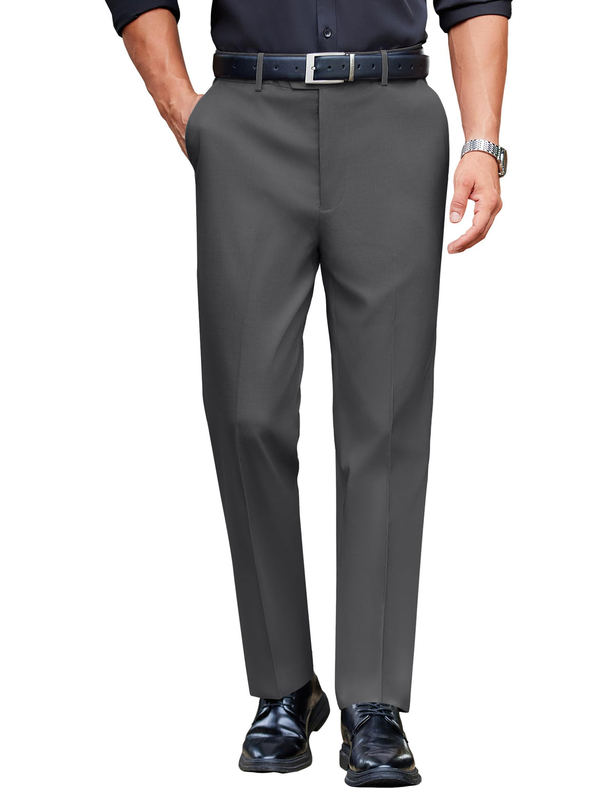 COOFANDY Men Dress Pants Slim Fit Expandable Waist Suit Pant Casual Slacks