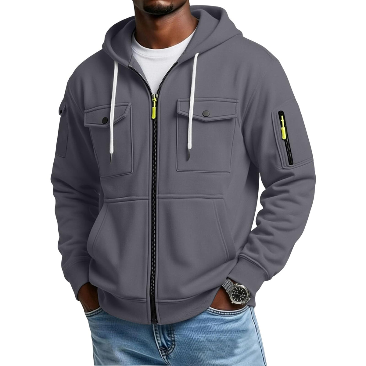 Mens Pullover Hoodie Oversized Lightweight Fleece Hooded Sweatshirt