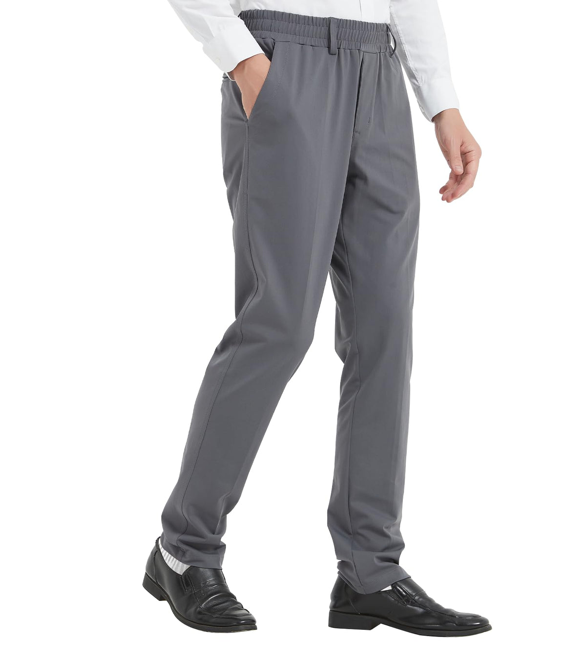 LETAOTAO Mens Elastic Waist Pants for Seniors High Stretch Expandable Waist Slacks for Elderly with Magnet Button