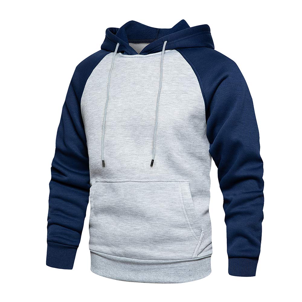 TOLOER Pullover Hoodie Men Blend Fleece Long Sleeve Sweatshirt with Kangaroo Pockets