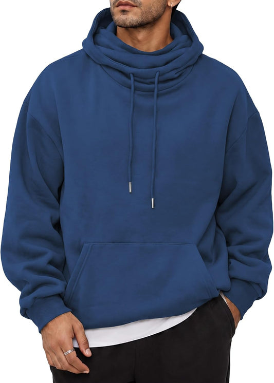 JMIERR Men's Fleece Hoodie Relaxed Fit Pull-Up Neck Pullover