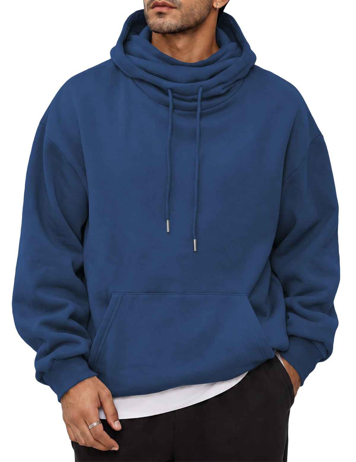 JMIERR Men's Fleece Hoodie Relaxed Fit Pull-Up Neck Pullover