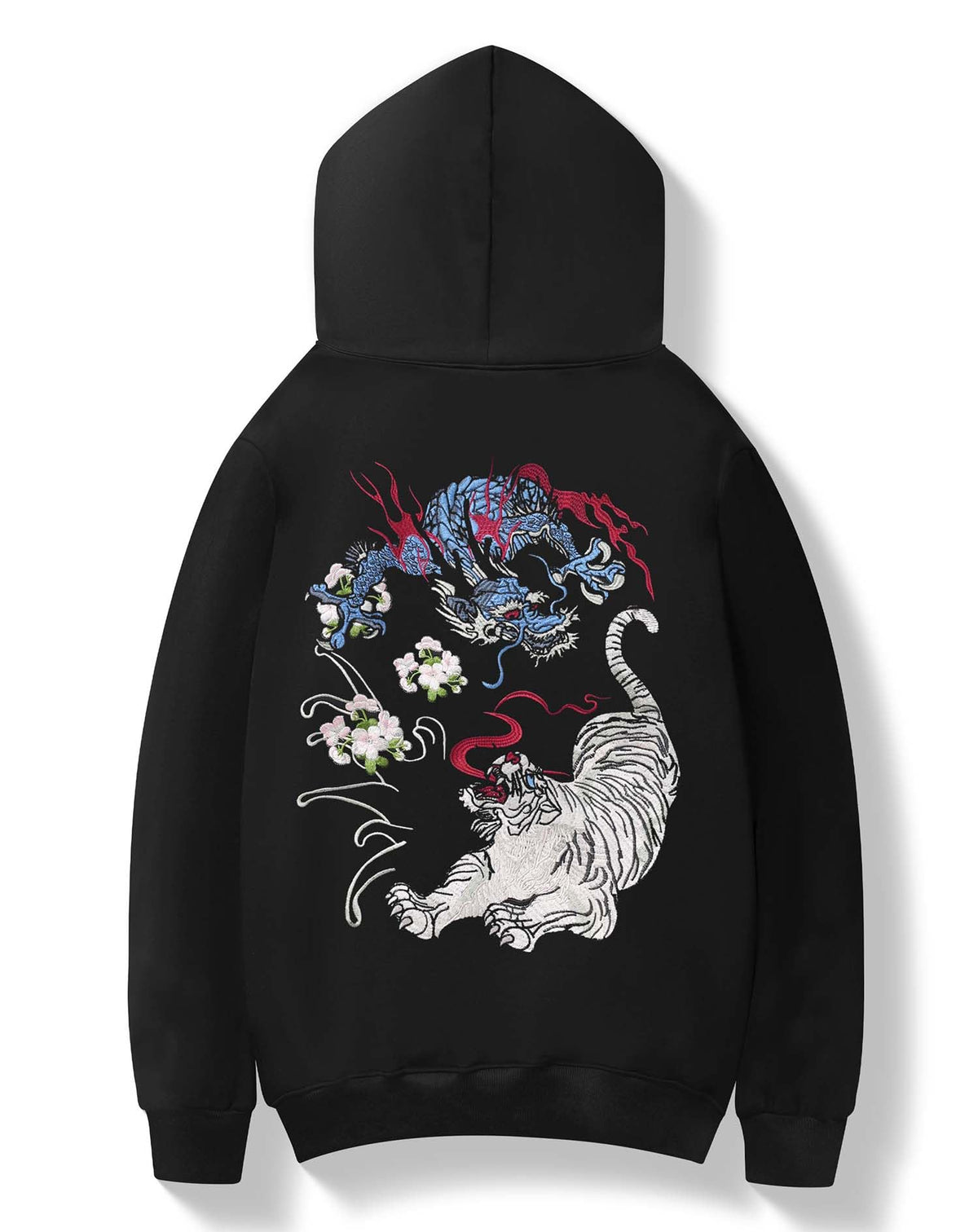 Niepce Inc Streetwear Men's Dragon Embroidered Heavyweight Graphic Hoodies