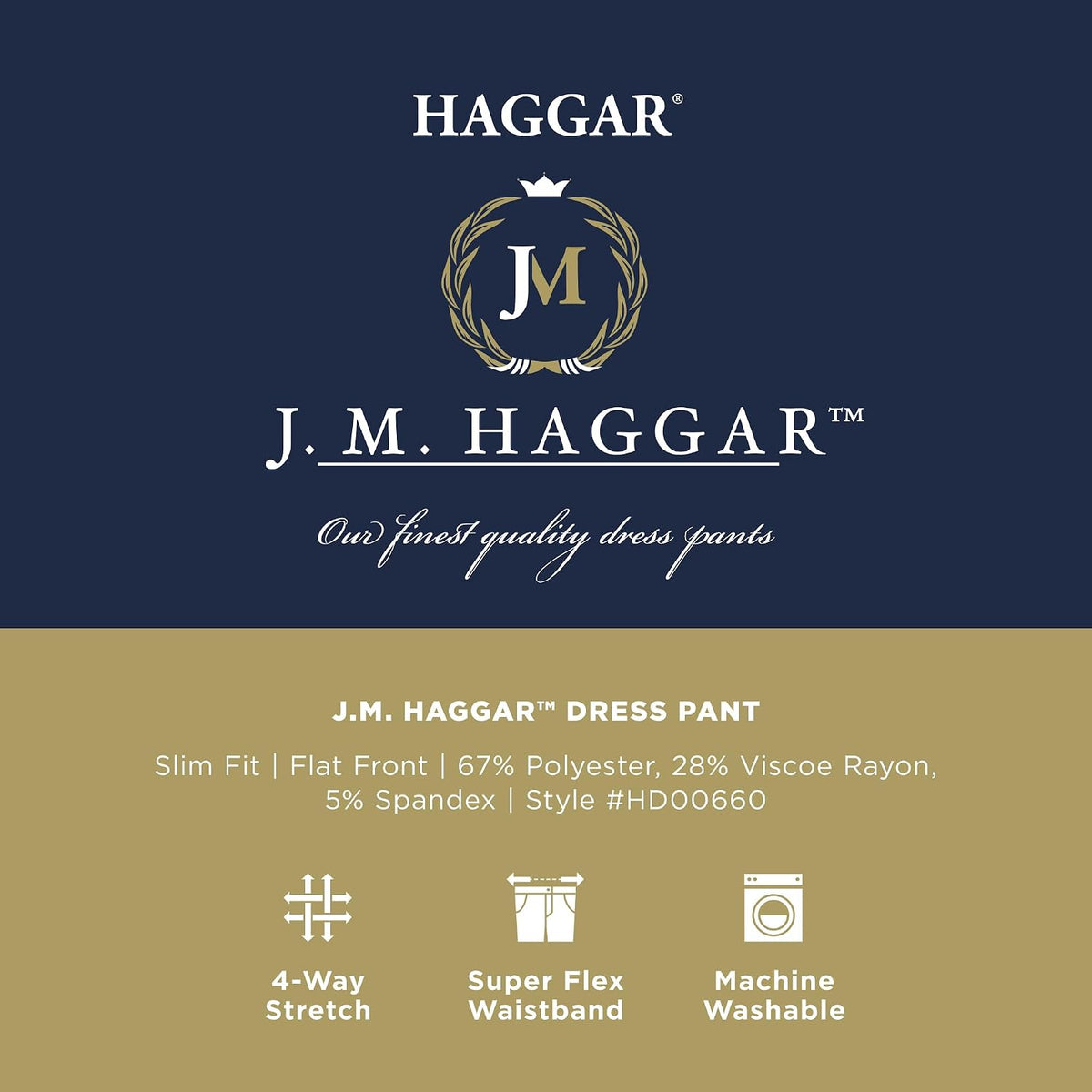 Haggar Men's Haggar Men’s Jmh 4-Way Stretch Slim Fit Flat Front Dress Pant