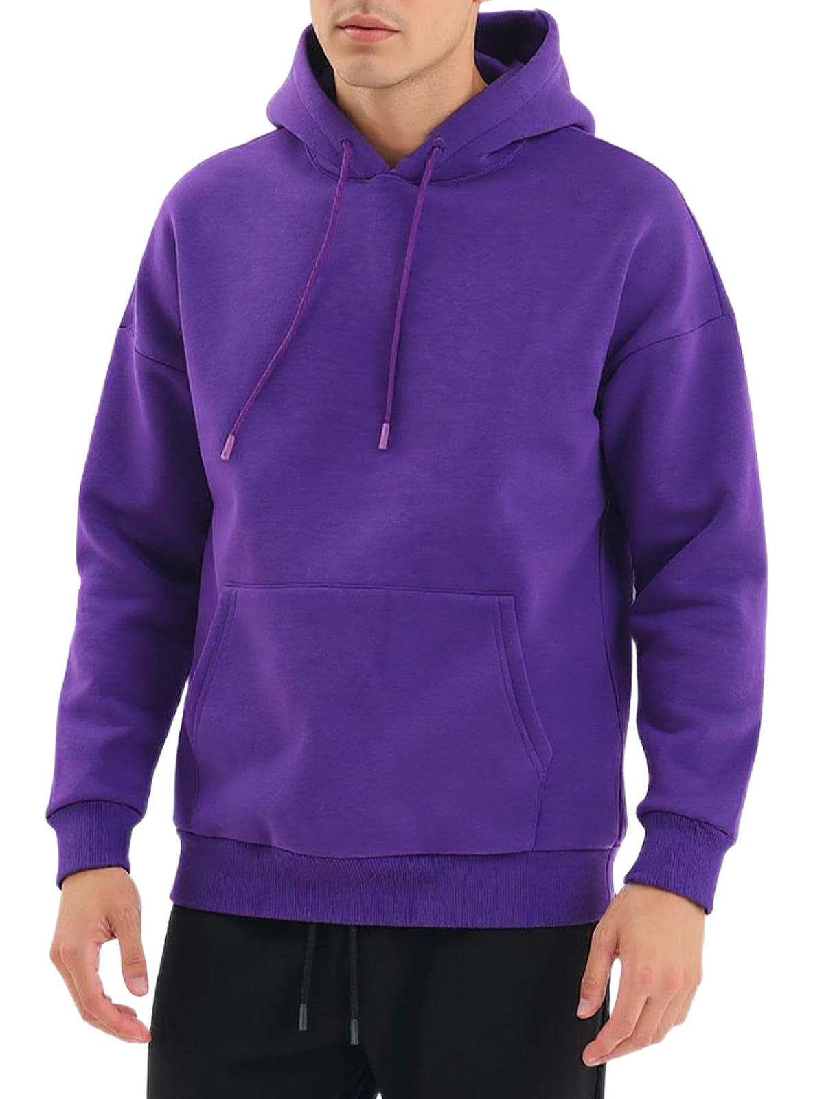 Men's Fleece Hoodie Pullover Long Sleeve Hooded Sweatshirt Drawstring Kangaroo Pocket Athletic Hoodies