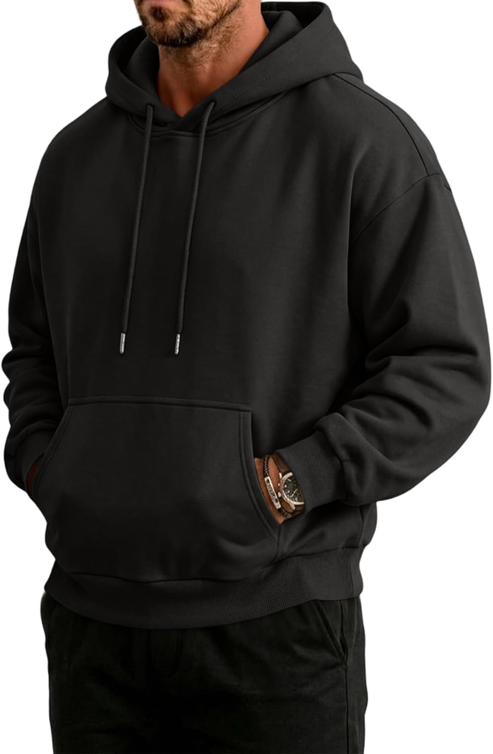 Mens Hoodies Oversized Vintage Sweatshirt Y2K Light Fleece Pullover Tops