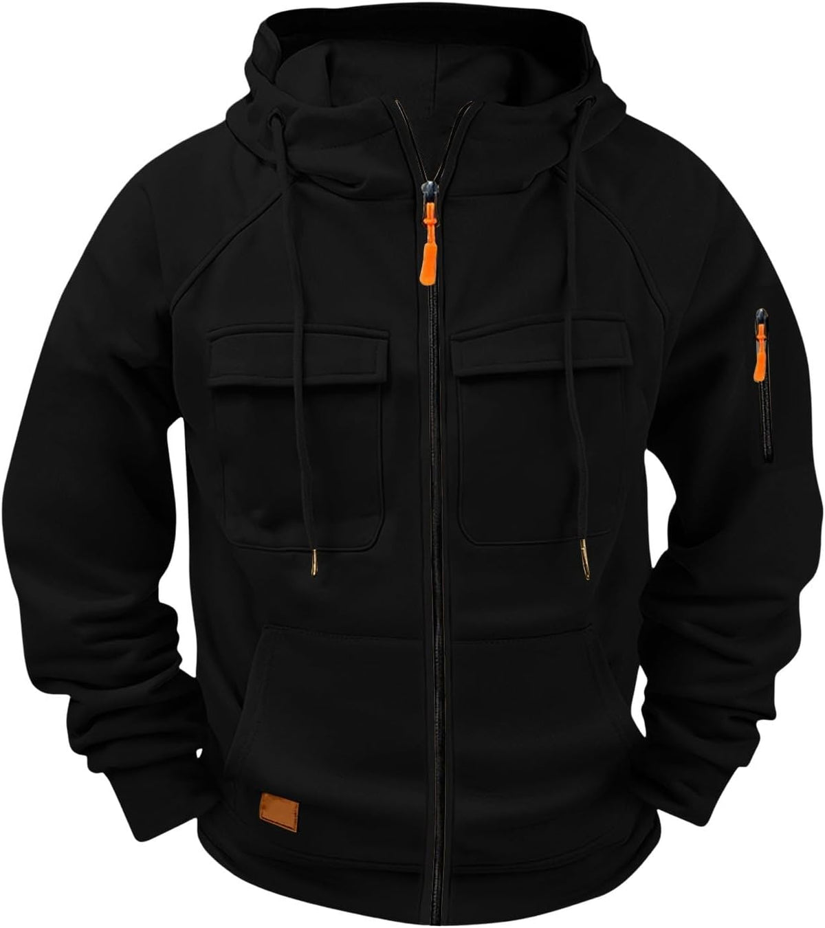 Tactical Hoodies for Men Full Zip Up Fleece Lined Cargo Sweatshirts